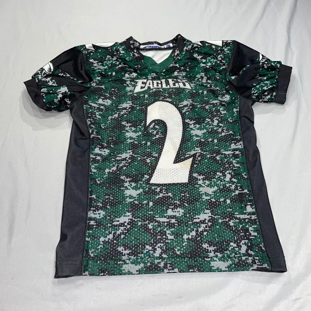Champro Eagles Football Jersey Youth‎ Small Green Black Digital Camo Number 2